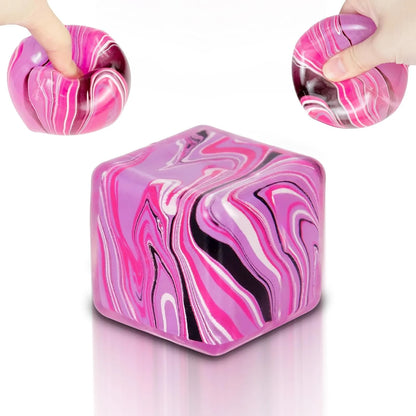 Ice Cube Squishy Fidget Toy Purple Stress Ball Squeeze Toys Stress 5cm(1.97") Veined Ice Cube Squishy Fidget Sensory Toys Kids Youth Adult Puffwize (Pink) - US 3902