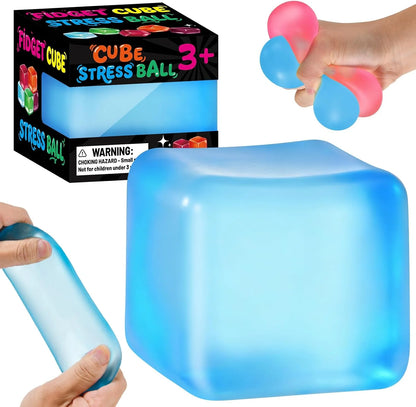 Stress Cube Squishy Fidget Toys, Slow Rising Ice Cube Sensory Stress Balls for Kids Adults Anxiety Relief Squeeze Toy for Classroom Prizes Party Favors (Blue) - US 5016