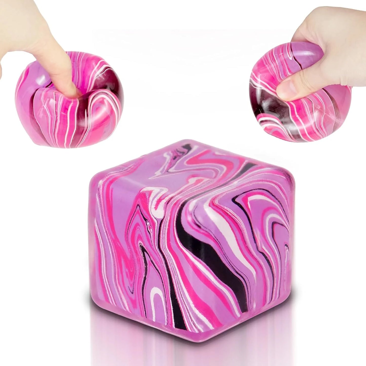 Squishy Fidget Toys Stress Cube, 1.97"*1.97" Stress Balls for Kids Adults Stress Relief, Ice Squishy Cube Sugar Balls, Sensory Toys for Kids with Autism an danxiety Disorder(Pink) - US 5314