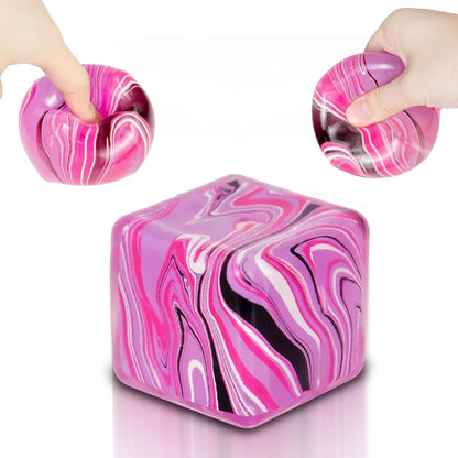 Squishy Fidget Toys Stress Cube, 1.97"*1.97" Stress Balls for Kids Adults Stress Relief, Ice Squishy Cube Sugar Balls, Sensory Toys for Kids with Autism an danxiety Disorder(Pink) - US 5314