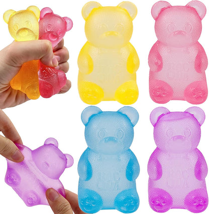 4 Pack Bear & Sugar Ball Designs, Anxiety Relief & Focus Toy, Maltose Filled Squeeze Toys for Sensory Play，Sensory Fidget Toys for Adults, Kids, Slow Rising Squishy Stress Ball - US 2965