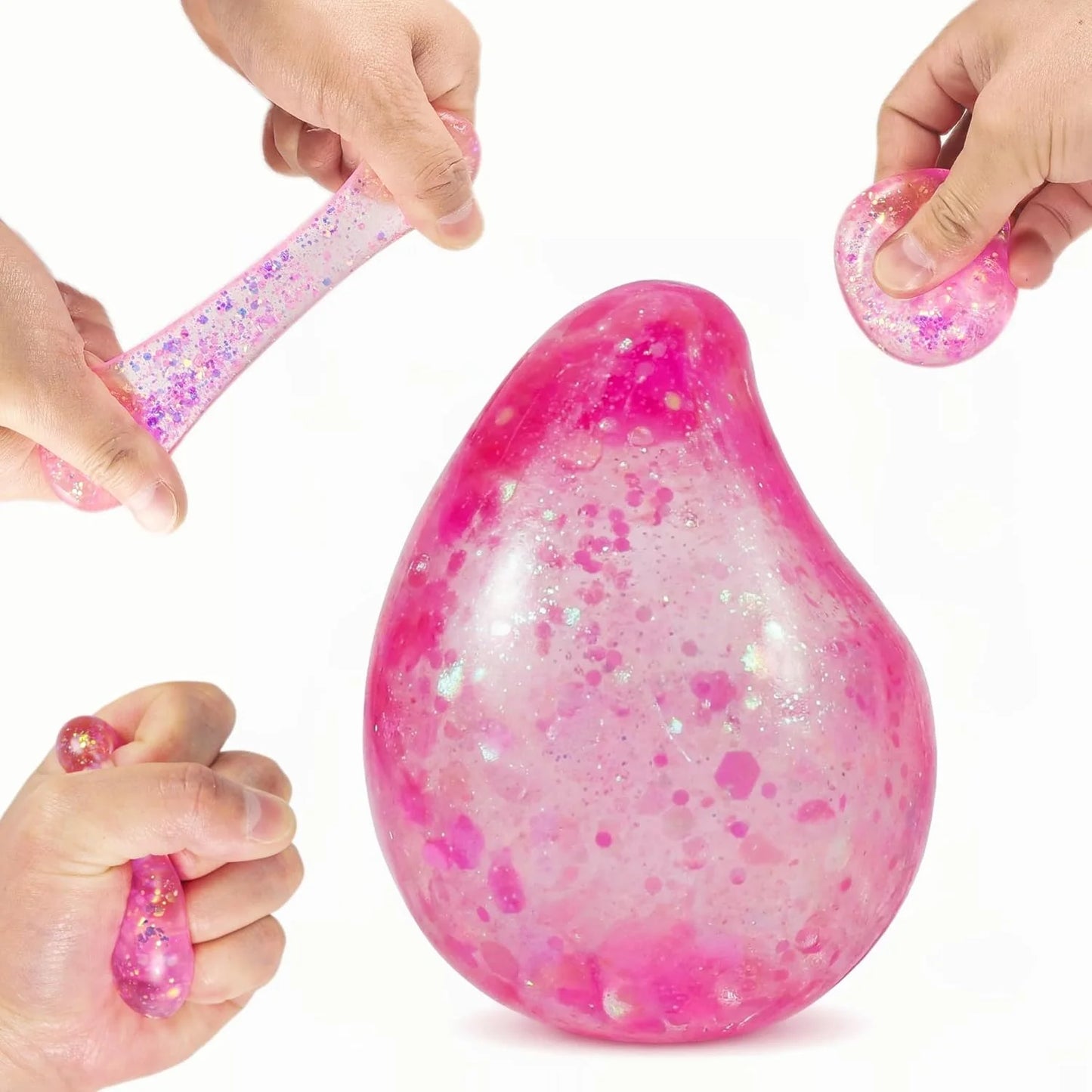 Pink Drop Squishies Sugar Stress Ball, Soft Slow Rise Sugar Fidget Toy, Squishy Squeeze Sensory Stress Ball Fidget Toy for Relaxing, Quiet Classroom Prizes & Easter Basket Stuffers - US 5722