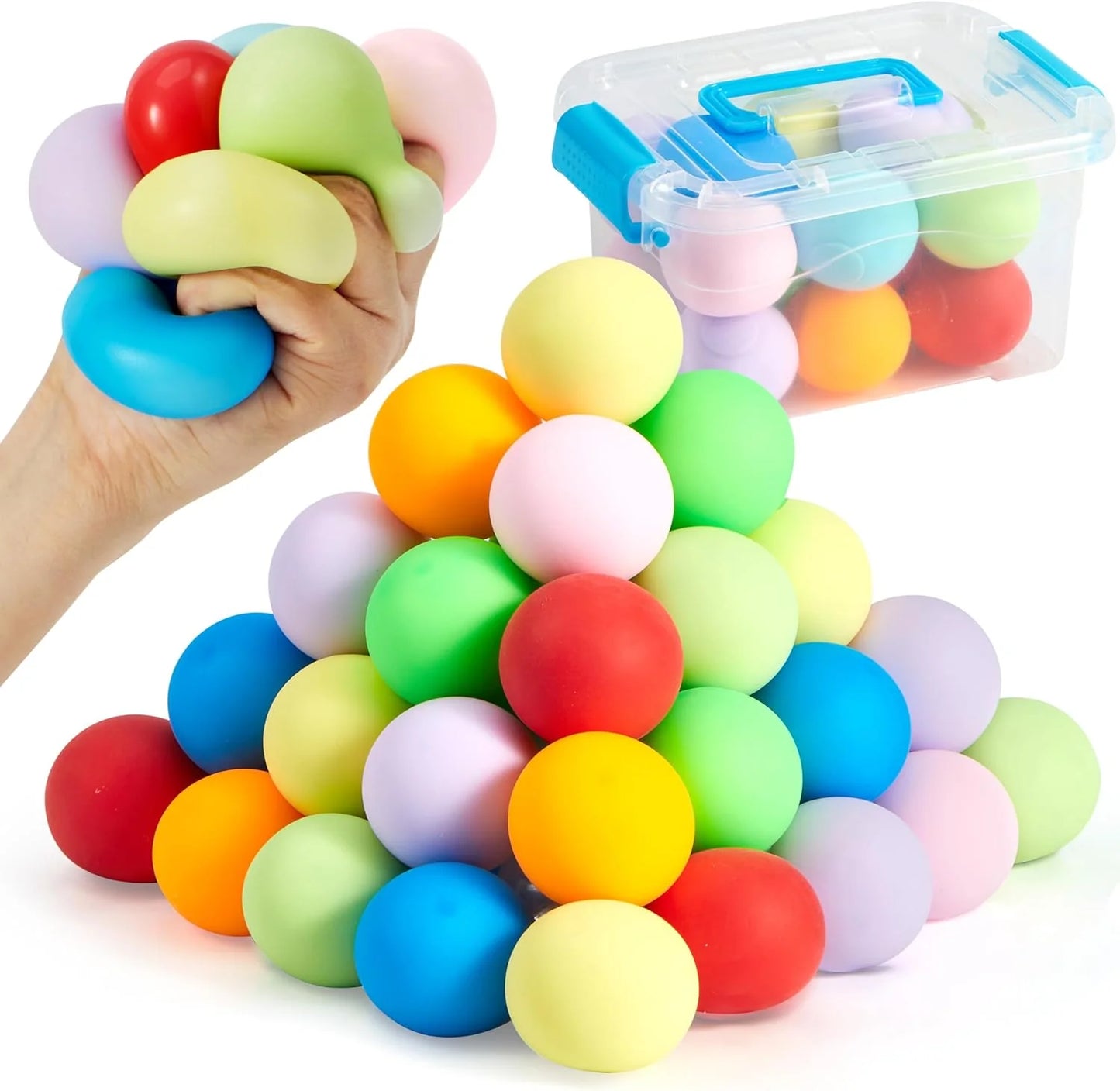 JOYIN 24 Pack Slow Rising Stress Balls, Squishy Sensory Fidget Toys, Hand Therapy Balls for Anxiety Relief, Classroom Prize Box Toys for Kids, Goodie Bag Stuffers, Party Favors - US 6338