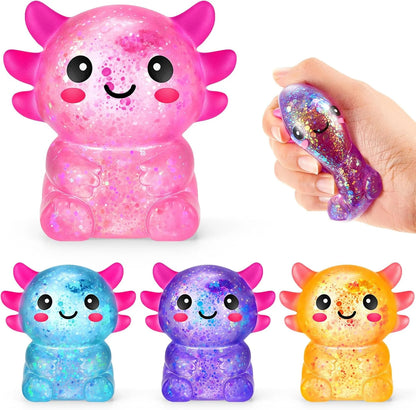 Simgoing 4 Pcs Axolotl Stress Toy Squeeze Axolotl Party Favors 2.56 x 2.64 Inches Malt Sugar Filled Stretchy Fidget Stress Relief Ball Sensory Toys for Adults Soothing Graduation Birthday Party Gift - US 7554