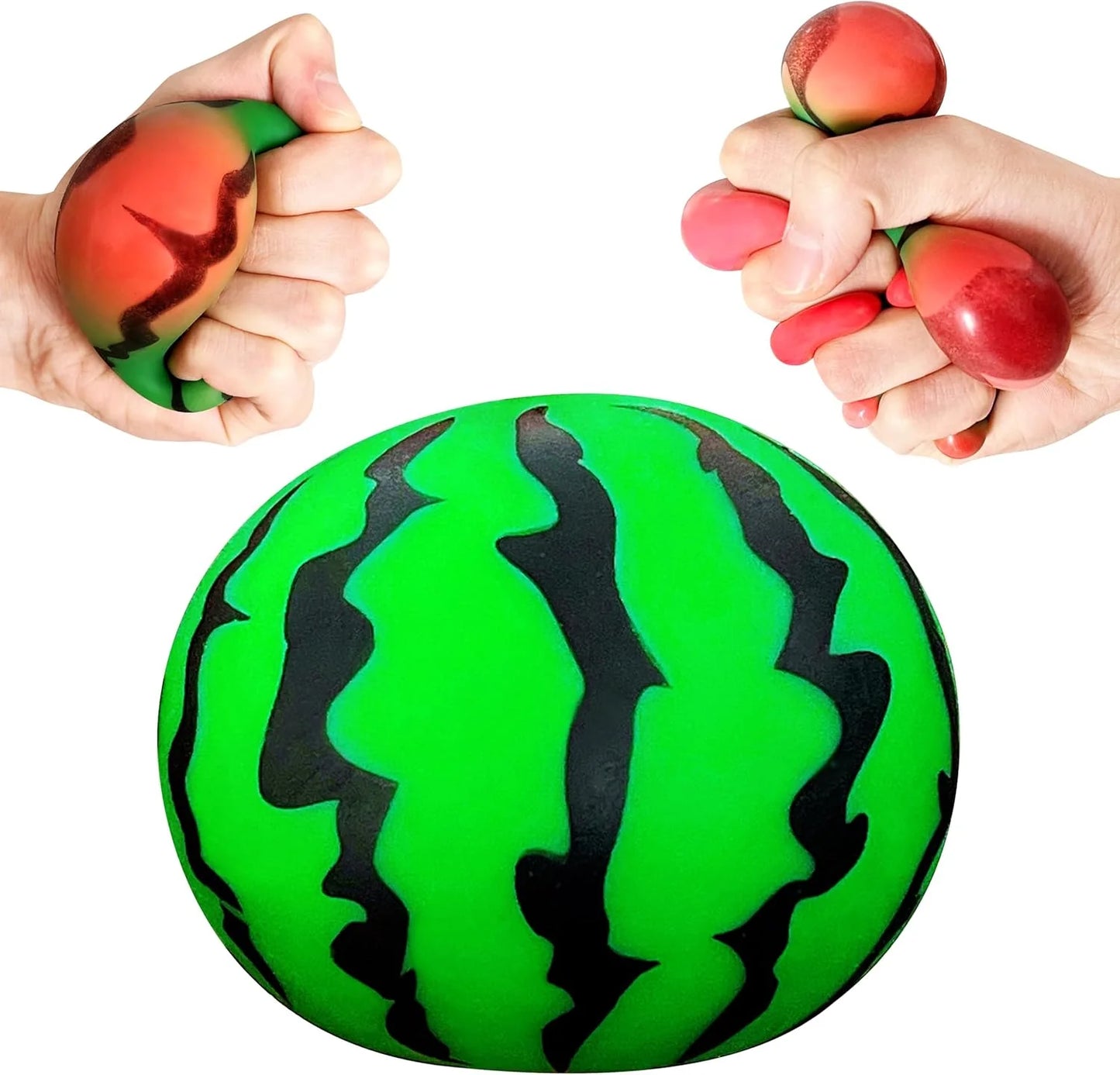 JIAHO Squishy Watermelon Stress Balls for Kids and Adults, Fruit Dough Balls, Fidget Toys, Anxiety Relief Stretch Balls, Squishy Toys for Kids Prizes, Party Favors | Change Color Squeeze Ball - US 6167