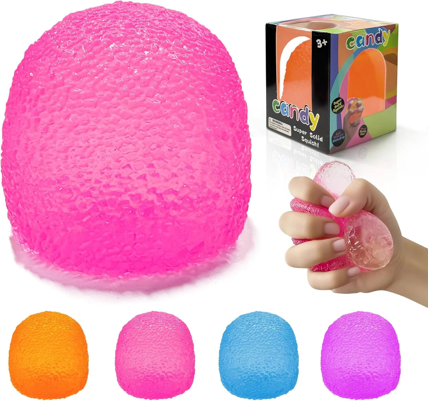 Stress Balls-Gumdrop Squishy Stress for Kids and Adults, Super Solid Squeeze Ball, Sensory for Stress Relief, Birthday, Easter Basket Stuffers and Party Favors(Pink) - US 6105